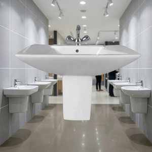 Lavabo demi-pied en céramique blanche, design rustique, pour salle de bain, cuisine, maison, hôpital, articles sanitaires en porcelaine - Product Image 2