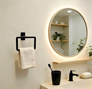 Anneau porte-serviettes carré en alliage <span class=keywords><strong>de</strong></span> zinc, noir, design moderne et simple, populaire, facile à installer - Product Image 6