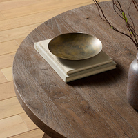 Table basse contemporaine de luxe rétro en bois massif marron, table centrale pour salon, villa, hôtel, table à thé ronde