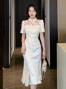 Vêtements traditionnels chinois rétro style cheongsam robe femmes filles étudiant porter minceur été court femme robes usine - Product Image 3