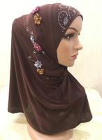 Hijab musulman à fleurs en strass pour femmes écharpe Hijab islamique XDH015 vente en gros