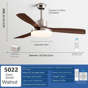 Quạt trần LED 3/5 cánh Động cơ DC Đèn chiếu sáng có thể điều chỉnh độ sáng bằng kính có điều khiển từ xa - Product Image 6