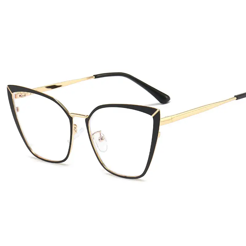 Yeni moda anti-mavi ışık gözlük metal gözlük kedi göz gözlük çerçevesi
