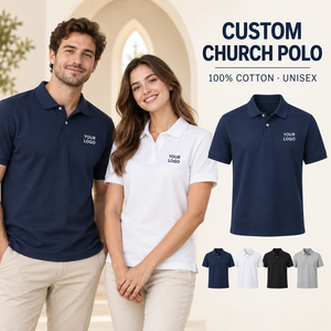 Maßgeschneidertes 100% Baumwoll-Polo-T-Shirt Unisex mit Logo für Kirchenministrie-Teamkleidung Stickerei Glaubens-Event-Bekleidung Hersteller - Product Image 2