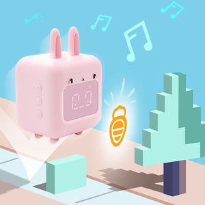 Réveil musical pour enfant <span class=keywords><strong>Lapin</strong></span> mignon et espiègle, veilleuse LED, mode économie d'énergie, commande vocale, réveil programmable - Product Image 3