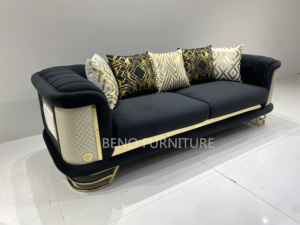 Sofá de Tela de Tres Plazas para Sala de Estar, con Patas de Acero Inoxidable y Brazos Enrollados - Product Image 6