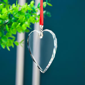 Bianco chiaro di cristallo a forma di cuore di natale decorazione dell'albero appeso natale ornamenti di vetro all'ingrosso - Product Image 3