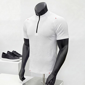 Men's Quarter <b>Zip</b> Sports T <b>Shirt</b> Breathable Knitted Short Sleeve Tee Regular Fit for Gym Outdoor - Product Image 1