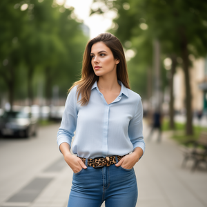 Cinturón de PU con estampado de leopardo Zz Cow de 2.5 cm con hebilla de marco cuadrado para mujer, cinturones casuales de moda. - Product Image 2