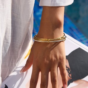 Brazalete de Acero de Titanio, Oro de 18K, Acero Inoxidable, Dos Tonos, Joyería para Uso Diario de Mujer - Product Image 5