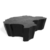 Table basse de luxe Arbre du Connaissance en laiton poli moulé avec motif d'arbre doré gravé, élégance moderne, table à thé