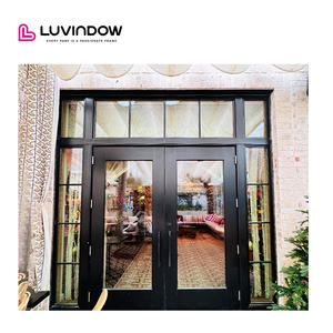 باب فرنسي من الألمنيوم بزجاج مزدوج مع قفل إلكتروني عازل للصوت يفتح بالدوران للشقق والمكاتب التجارية - Product Image 2