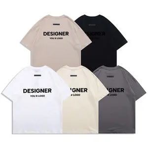 Custom Oversized Screen Print Essentials T Shirt Unisex 230 Gsm 100% Cotton Drop Shoulder Heavyweight Boxy Men's T-Shirts