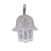 Pendentif Main de Fatma en Argent Sterling 925, style Hip Hop, serti de Moissanite VVS, testé et certifié