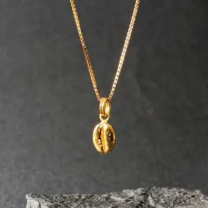 New Product Minimalist Gold Coffee Bean Fine Jewelry Pendants & Charms Necklace Waterproof PVD Plated Stainless Steel Necklace
