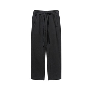 Joggers décontractés d'automne et d'hiver 345G pour hommes, pantalons de survêtement amples de couleur unie pour jeunes, pantalons droits épais doublés en polaire - Product Image 3