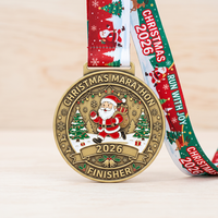 Médaille de sport en alliage de zinc de haute qualité, personnalisée, avec impression UV en relief 3D, pour marathon de Noël et tournoi de course à pied