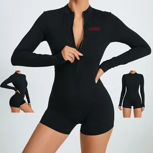 Baju olahraga satu potong kustom pakaian kebugaran Gym Yoga pakaian olahraga bodysuit ketat Yoga Jumpsuit bodysuit untuk wanita