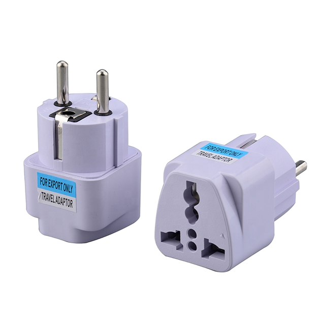ABS Outlet Plugs 10A Rated Current for Type 1 Standard Grounding Wall Sockets EU Plug Travel Adapter 100-240V AC Commercial Use