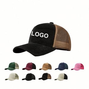 Nouvelle Arrivée Casquette Trucker 5 Panneaux en Velours Côtelé de Haute Qualité, Couleur Unie, Maille Vierge, Casquettes Snapback Personnalisables pour l'Hiver - Product Image 6