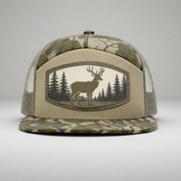 Casquettes de baseball 7 panneaux en coton 100% camouflage de haute qualité avec impression personnalisée, broderie en cuir et patch tissé, modèles Snapback, Trucker et HATS en maille
