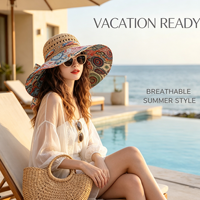 Chapeau de paille bohème ethnique pour femme, style tendance, imprimé totem, patchwork, chapeau bob, chapeau de plage pare-soleil pour influenceuses
