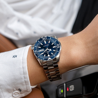 Montre de plongée sportive personnalisée en acier inoxydable de 40 mm, verre saphir, lunette entièrement luminescente, marque de luxe, montre mécanique automatique