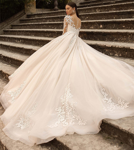 Abiti da Sposa a Sirena Nuovi Semplici in Pizzo Sexy con Piccolo Strascico Aderenti a Maniche Lunghe Abiti da Sposa per Donne 2023 - Product Image 5
