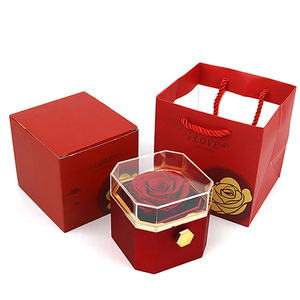 Boîte à bijoux en verre avec roses éternelles de qualité supérieure, collier et bague, cadeau de Saint-Valentin - Product Image 5