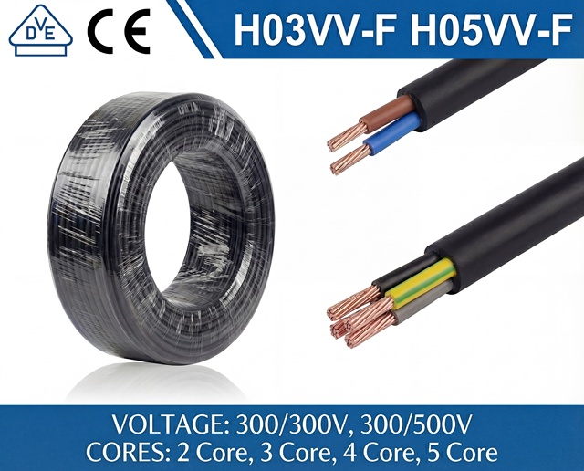VDE Certified H05VV-F H03VV-F Flexible PVC Multi-core Power Cable for Home Appliances