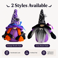 Poupée en peluche Gnome vampire sans visage pour Halloween, décoration de table Gnome sorcière, ornement chapeau araignée pour la décoration de fête à domicile