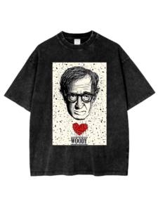 Réalisateur <span class=keywords><strong>Woody</strong></span> <span class=keywords><strong>Allen</strong></span> T-Shirts Summer 100% Cotton Drop Shoulder Crewneck Heavyweight Acid Wash - Product Image 4