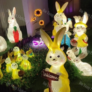 Escultura Luminosa de Conejo Alegre para Parques Familiares, Centros Comerciales, Resorts y Exhibiciones de Atracciones para Visitantes de Temporada - Product Image 2