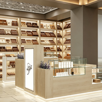Usine de luxe personnalisé LED éclairage en bois vitrine / tabac magasin de détail cigare vitrine design d'intérieur
