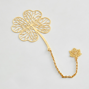 OEM fabbrica artigianato Ginkgo parasole foglia segnalibro in ottone segno di libro cavo - Product Image 2