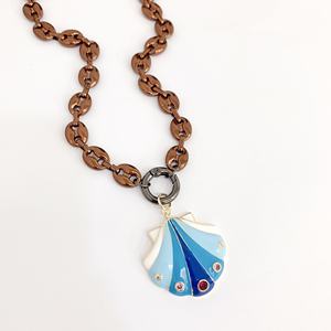 Collar metálico con colgante de Nariz de cerdo para mujer y niña, cadena con colgante de concha esmaltada, estilo cubano, para diario, promoción de BD-L1612 - Product Image 3