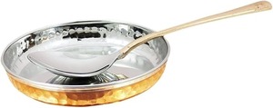 Indian Luxury Dinnerware Set Stainless Steel Copper Traditional Thali Plate Bowls Glass Spoon 13 Inch Diameter Home Restaurants - Product Image 4