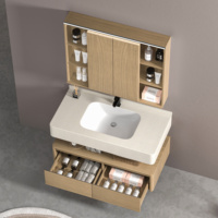 Ensemble de salle de bain mural Khazana Hammam Kashab Balut avec miroir LED anti-buée Migsala, lavabo en céramique moderne de style européen, idéal pour hôtel