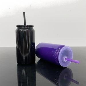 New Arrival 16Oz Blank Purple Tumbler Can for Sublimation Printing <b>Double</b> <b>Walled</b> Drinkware <b>Mug</b> With Lids and Straws - Product Image 3