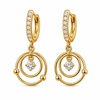 Boucles d'oreilles créoles en argent sterling 925 plaqué or avec zircon certifié, style vintage, pour femme, idéales pour empiler, cadeau, vente en gros