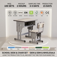 Ensemble de bureau et chaise d'étude pour enfants, réglable, écologique, avec tiroir de rangement, table compacte en MDF 60x40cm pour la maison et la salle de classe
