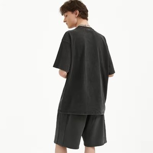 Nouveau style T-shirt vintage oversize en coton tricoté lourd 300 g/m² pour homme, qualité supérieure, effet délavé, style hip-hop - Product Image 5