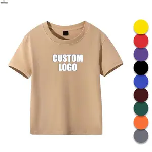 Conyson 2024 Camisetas infantis de algodão liso 200GSM com logotipo personalizado de alta qualidade, roupas infantis de cores sólidas para meninos e meninas, novidade