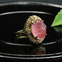 Aiyu Vente en gros Bague en cristal naturel Quartz Fraise Rouge Pierre précieuse vintage Livraison directe en direct S4072312L