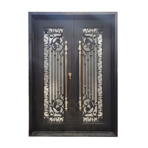 Hervorragende Qualität Französisch Stil Außen Doppel glas Sicherheit Schmiedeeisen Doppel <span class=keywords><strong>Front</strong></span> Eingangstüren - Product Image 3