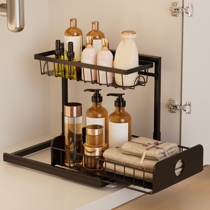 Étagère coulissante à 2 niveaux Étagères de <span class=keywords><strong>rangement</strong></span> <span class=keywords><strong>sous</strong></span> l'évier Organisateur d'armoire coulissante - Product Image 4