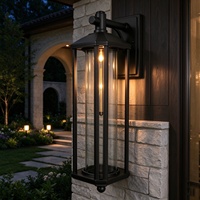 Lampe murale LED rétro industrielle américaine étanche avec abat-jour en verre en aluminium moulé sous pression, pour usage extérieur en jardin, à intensité variable