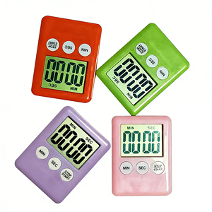 Minuteur de cuisine numérique simple <span class=keywords><strong>en</strong></span> plastique avec écran LCD, aimant puissant pour réfrigérateur, rappel de temps fixe de 6 <span class=keywords><strong>à</strong></span> 24 heures - Product Image 1