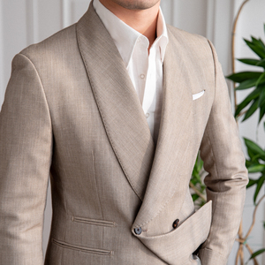 Abito doppio petto di lusso italiano di alta qualità per banchetti alla moda tinta unita doppio petto abito formale Slim Fit da <span class=keywords><strong>uomo</strong></span> - Product Image 5