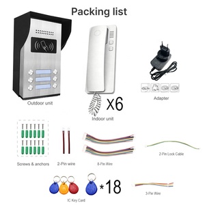 Système d'<span class=keywords><strong>interphone</strong></span> audio 2 fils avec 6 combinés, contrôle d'accès et antivol pour appartements - Product Image 3